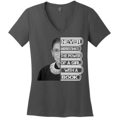 Ruth Never Underestimate a Power of a Book Women's V-Neck T-Shirt