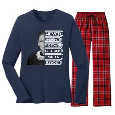 Ruth Never Underestimate a Power of a Book Women's Long Sleeve Flannel Pajama Set 