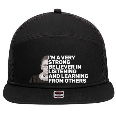 Ruther Bader Ginsburg Listens And Learns 7 Panel Mesh Trucker Snapback Hat