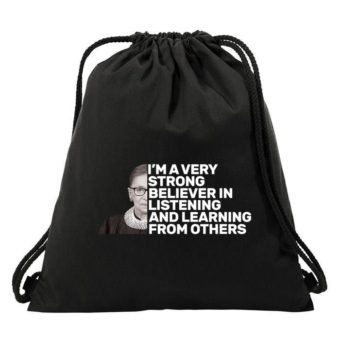 Ruther Bader Ginsburg Listens And Learns Drawstring Bag