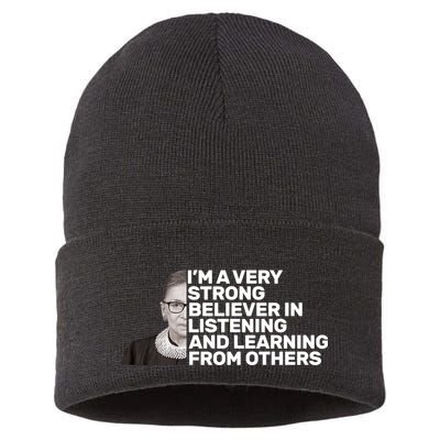 Ruther Bader Ginsburg Listens And Learns Sustainable Knit Beanie