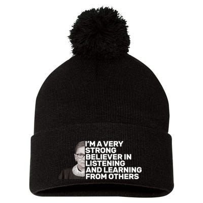 Ruther Bader Ginsburg Listens And Learns Pom Pom 12in Knit Beanie