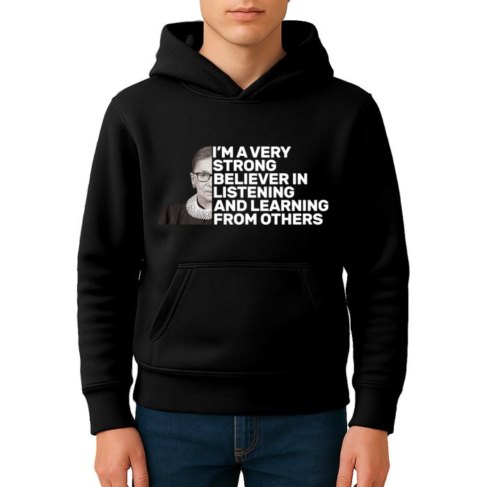 Ruther Bader Ginsburg Listens And Learns Kids Hoodie