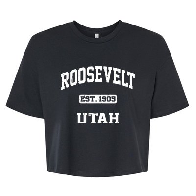 Roosevelt Utah Ut Vintage State Athletic Style Bella+Canvas Jersey Crop Tee