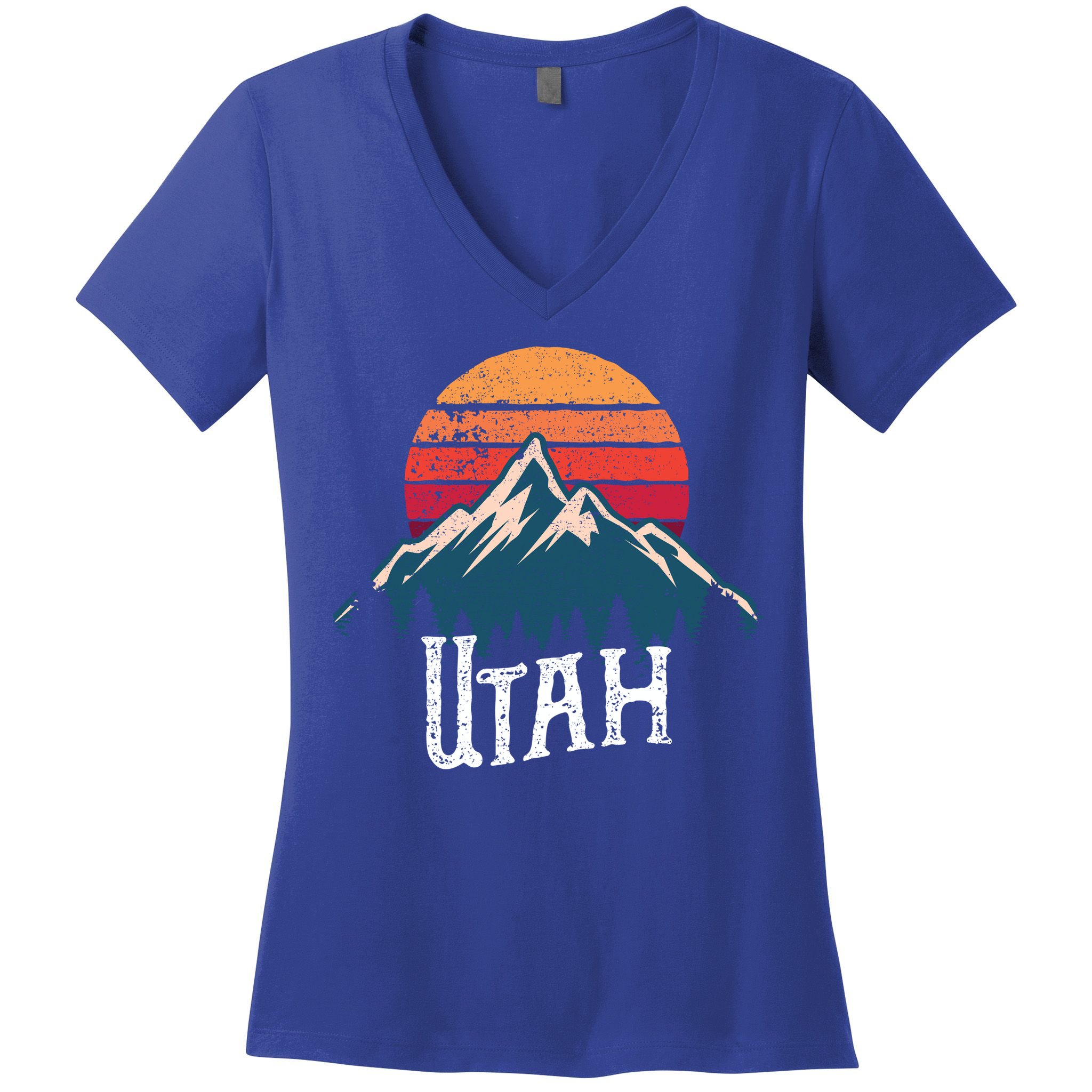 Retro Utah Ut Mountains Outdoor Wildness Funny Gift Women's V-Neck T-Shirt