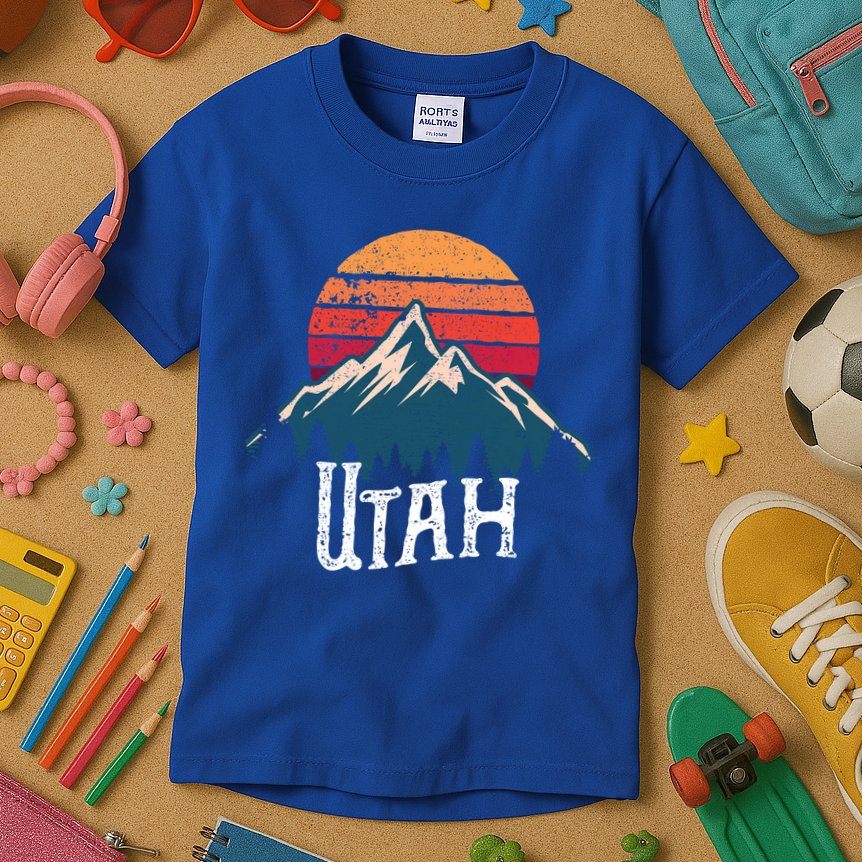 Retro Utah Ut Mountains Outdoor Wildness Funny Gift Kids T-Shirt