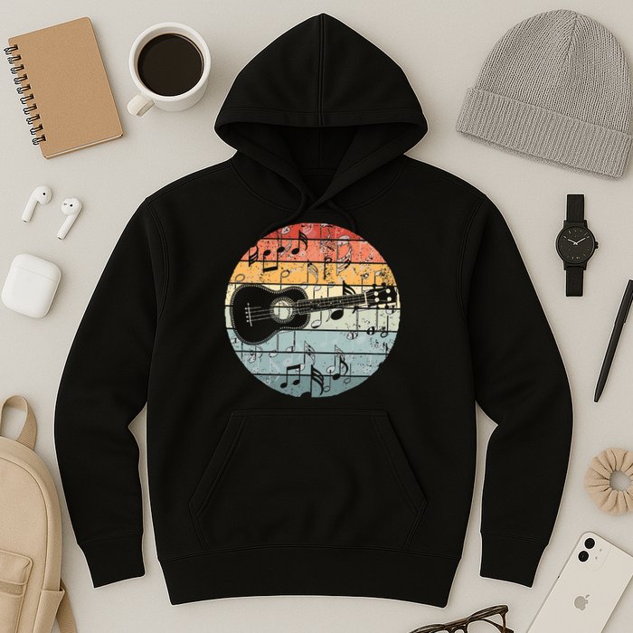 Retro Uke Ukulele Player Funny Ukulele Music Hoodie