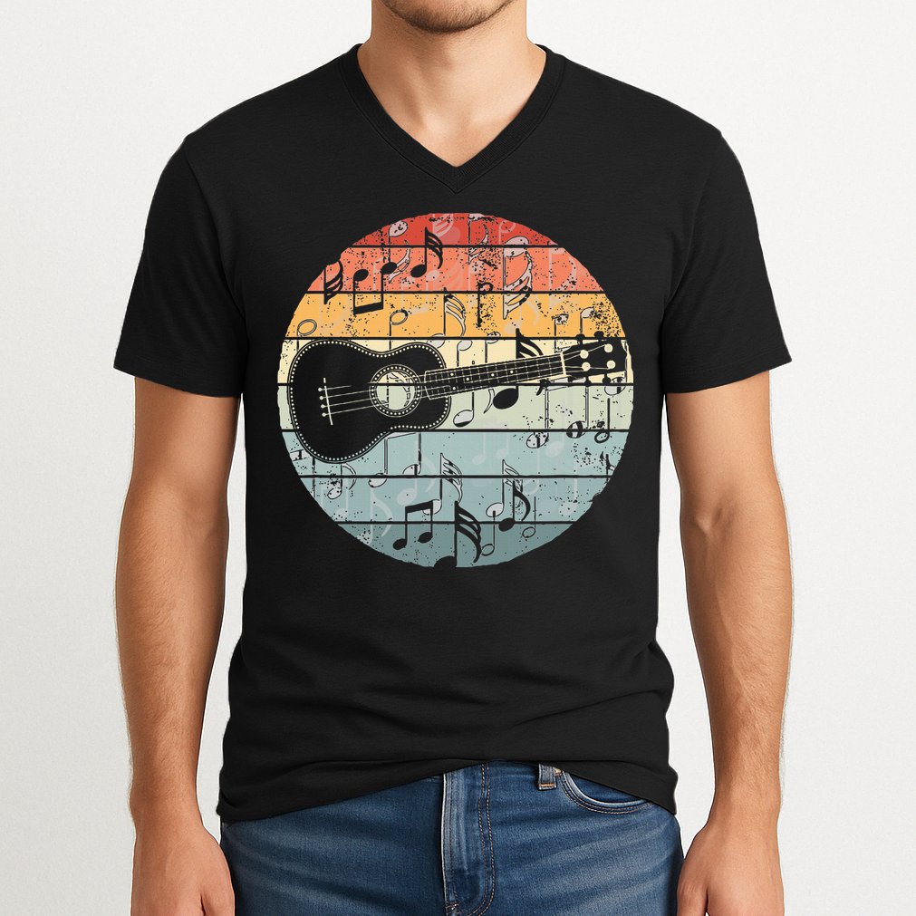 Retro Uke Ukulele Player Funny Ukulele Music V-Neck T-Shirt