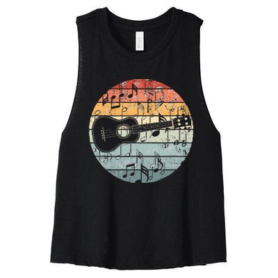 Retro Uke Ukulele Player Funny Ukulele Music Women's Racerback Cropped Tank