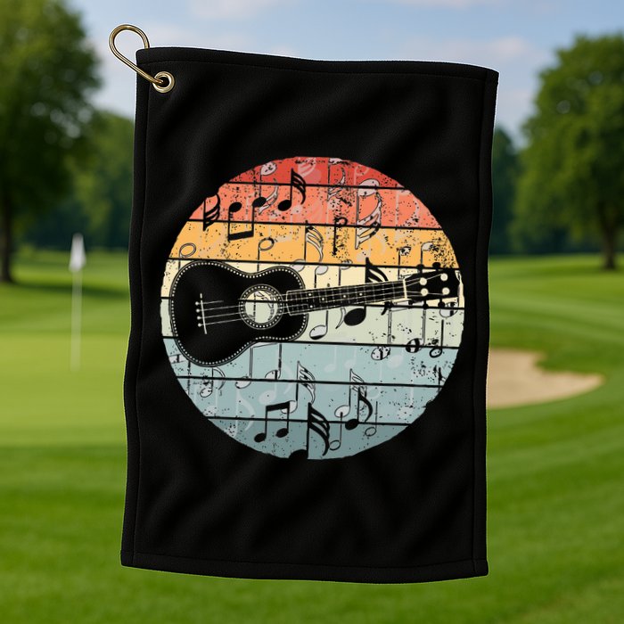 Retro Uke Ukulele Player Funny Ukulele Music Golf Towel