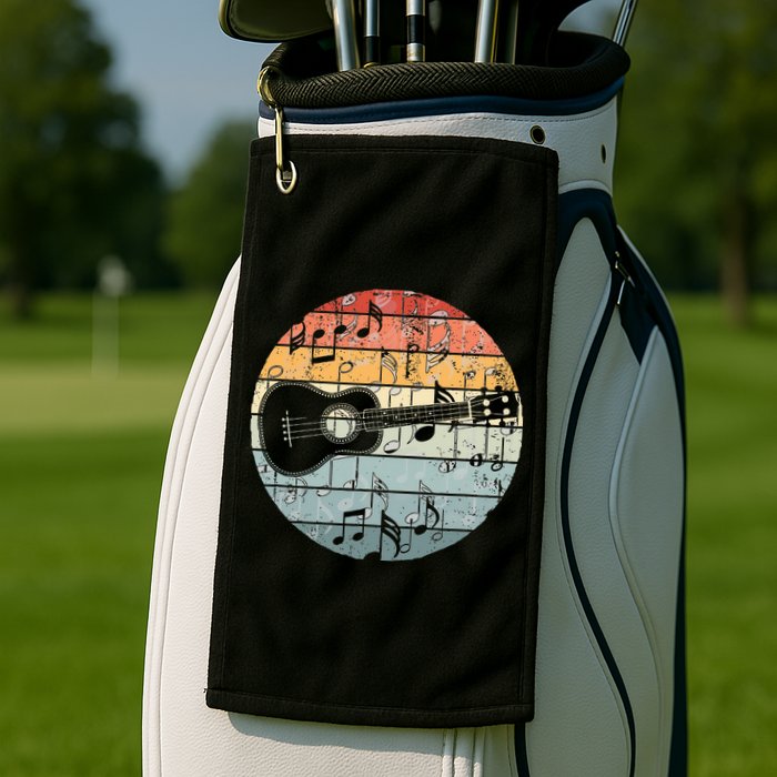 Retro Uke Ukulele Player Funny Ukulele Music Golf Towel