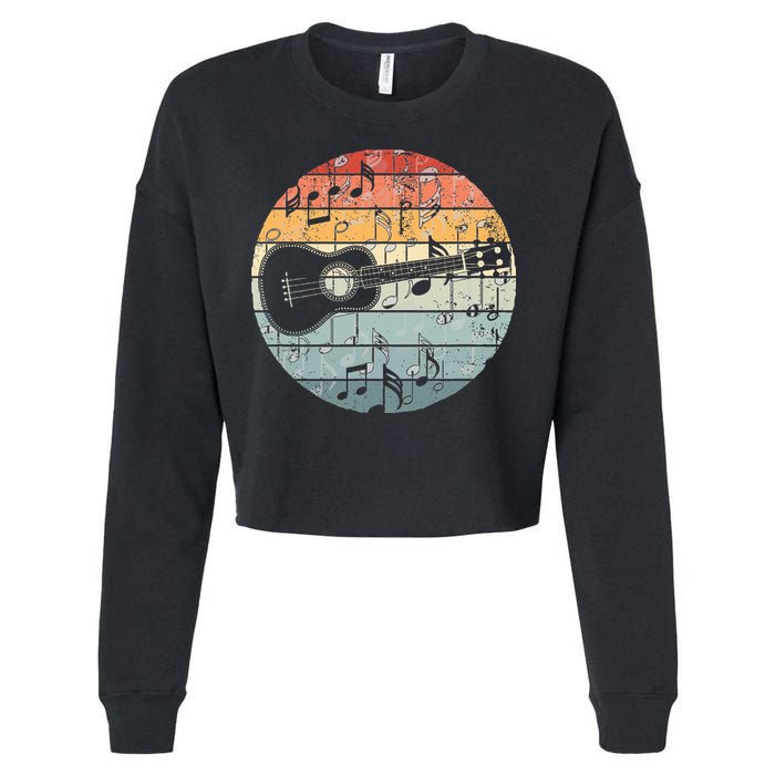 Retro Uke Ukulele Player Funny Ukulele Music Cropped Pullover Crew