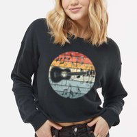 Retro Uke Ukulele Player Funny Ukulele Music Cropped Pullover Crew