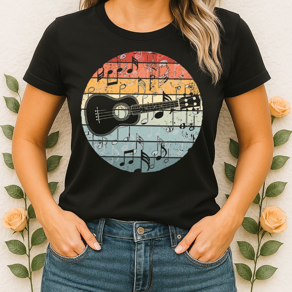 Retro Uke Ukulele Player Funny Ukulele Music Womens T-Shirt