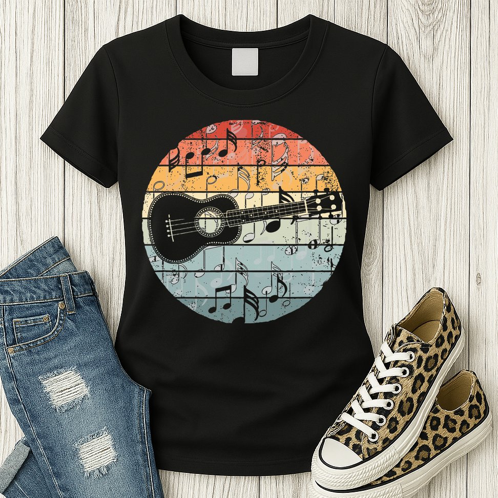 Retro Uke Ukulele Player Funny Ukulele Music Womens T-Shirt