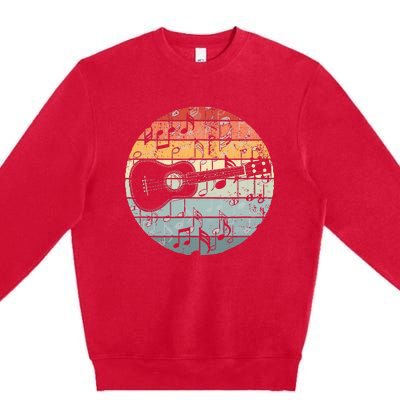 Retro Uke Ukulele Player Funny Ukulele Music Premium Crewneck Sweatshirt