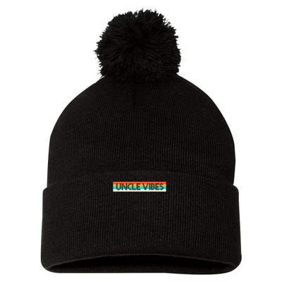 Retro Uncle Vibes Funny Cute Gift Pom Pom 12in Knit Beanie