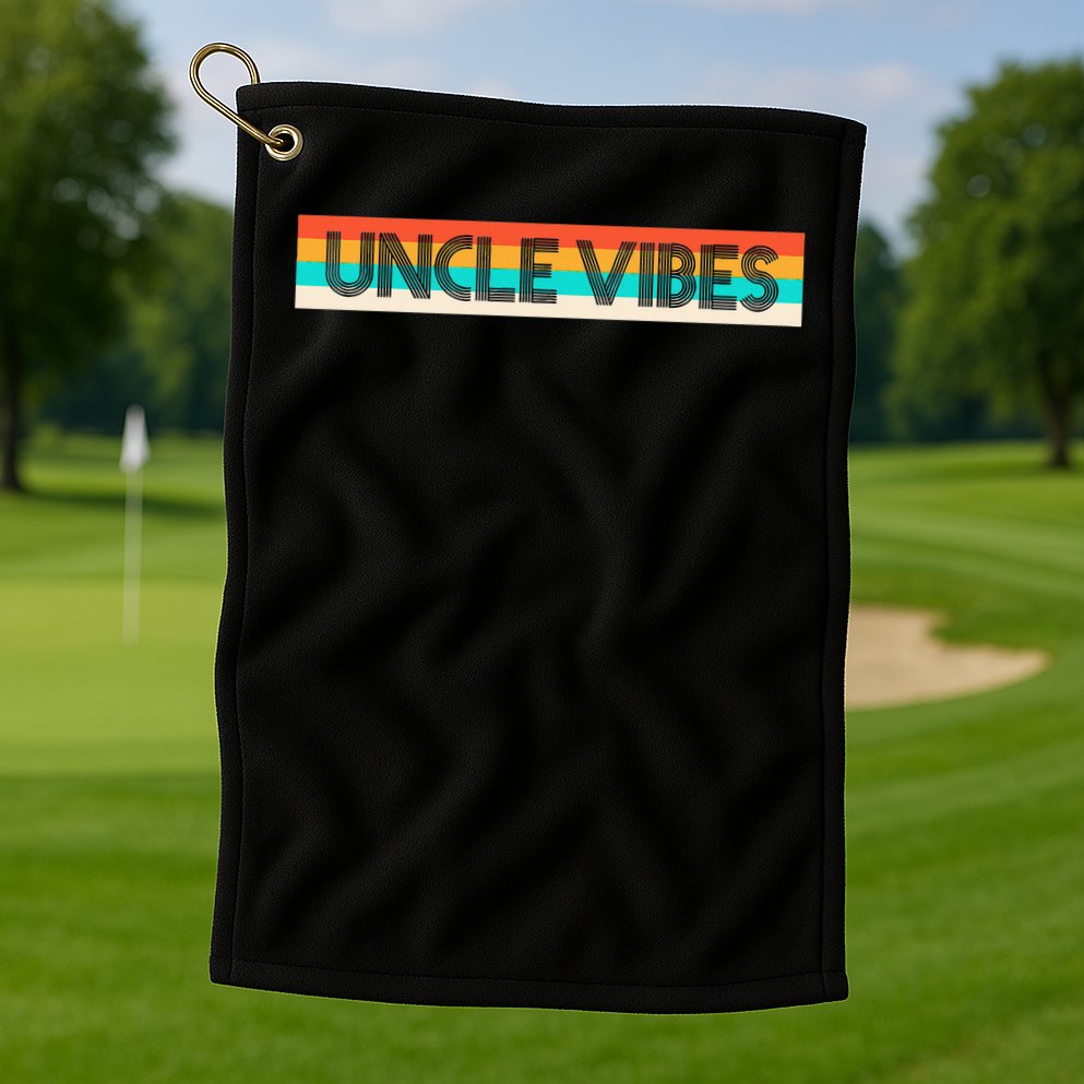 Retro Uncle Vibes Funny Cute Gift Golf Towel