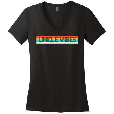 Retro Uncle Vibes Funny Cute Gift Women's V-Neck T-Shirt
