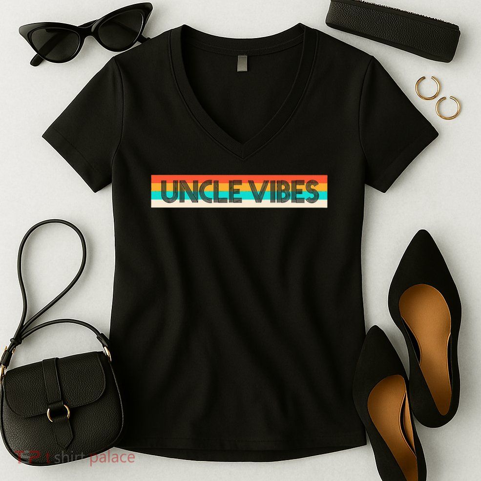 Retro Uncle Vibes Funny Cute Gift Women's V-Neck T-Shirt