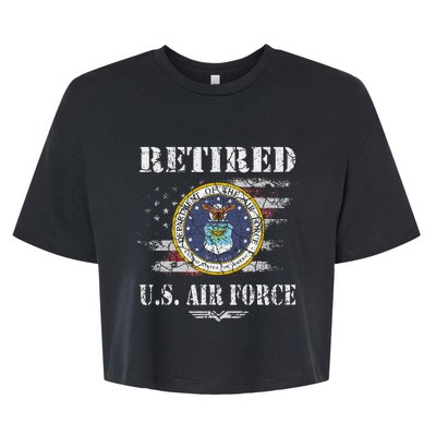 Retired Us Veteran Usaf Veteran Flag Bella+Canvas Jersey Crop Tee