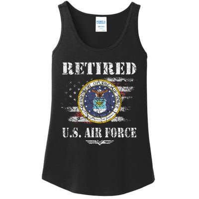 Retired Us Veteran Usaf Veteran Flag Ladies Essential Tank