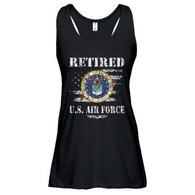 Retired Us Veteran Usaf Veteran Flag Ladies Essential Flowy Tank