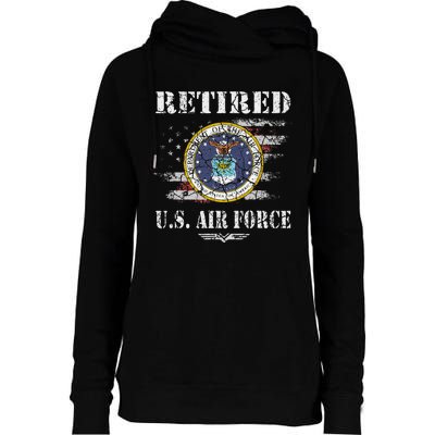 Retired Us Veteran Usaf Veteran Flag Womens Funnel Neck Pullover Hood