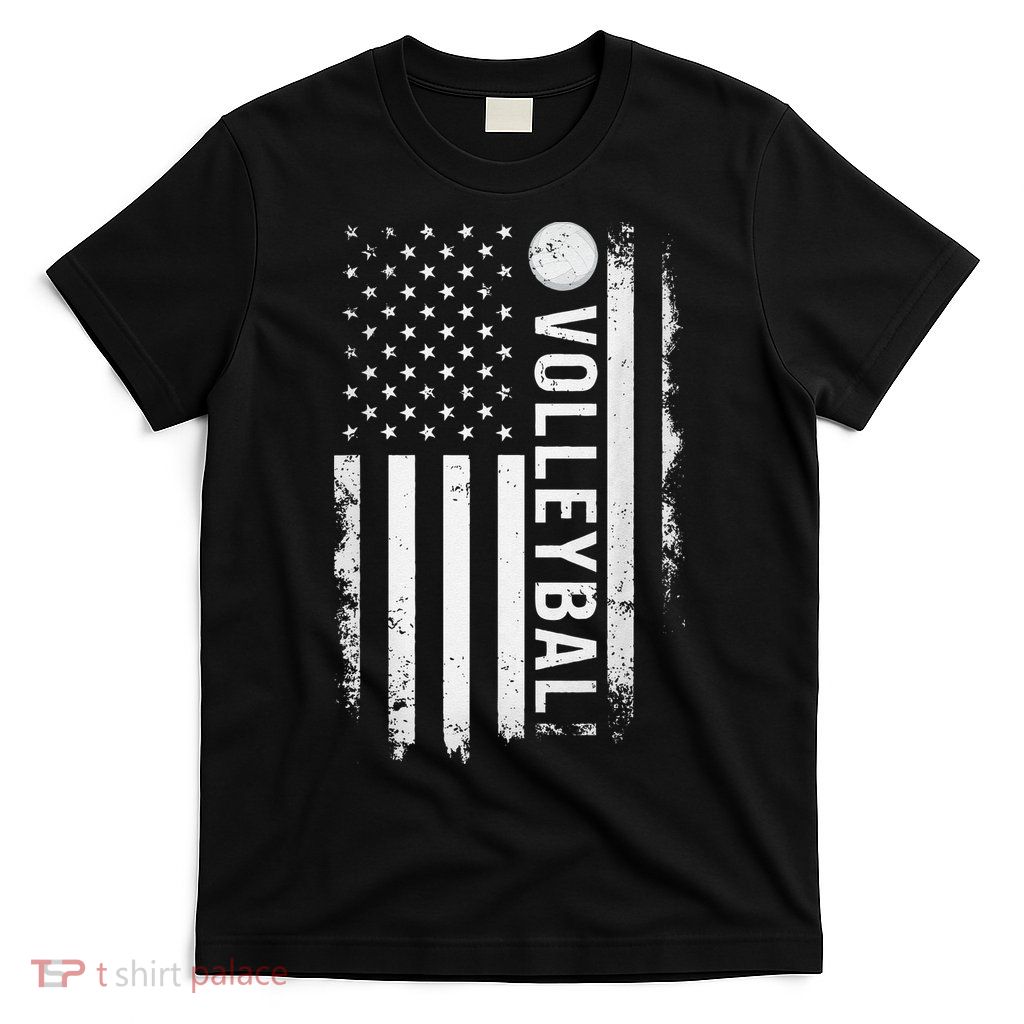 retro US Volleyball Practice USA Flag American T-Shirt