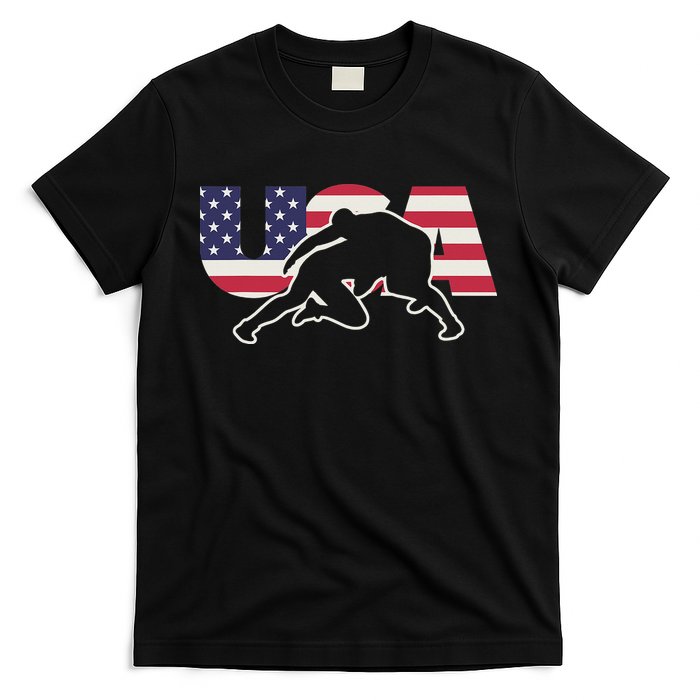 Retro USA Wrestling Apparel  American Gifts for US Wrestler  T-Shirt