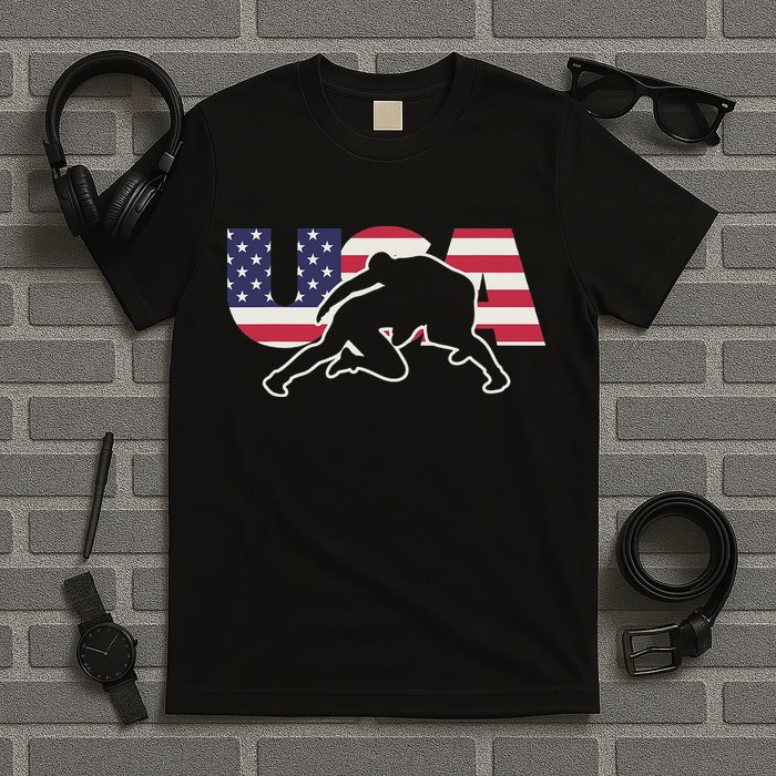 Retro USA Wrestling Apparel  American Gifts for US Wrestler  T-Shirt
