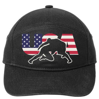 Retro USA Wrestling Apparel  American Gifts for US Wrestler  7-Panel Snapback Hat
