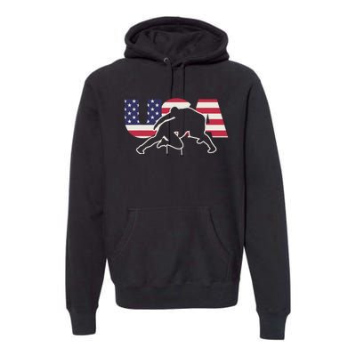 Retro USA Wrestling Apparel  American Gifts for US Wrestler  Premium Hoodie