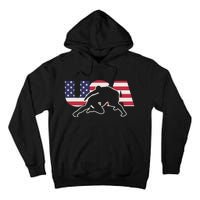 Retro USA Wrestling Apparel  American Gifts for US Wrestler  Tall Hoodie