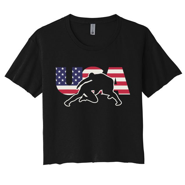 Retro USA Wrestling Apparel  American Gifts for US Wrestler  Crop Top