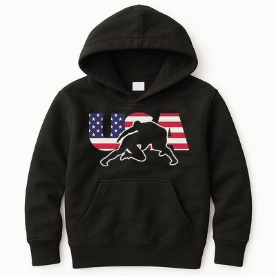 Retro USA Wrestling Apparel  American Gifts for US Wrestler  Kids Hoodie