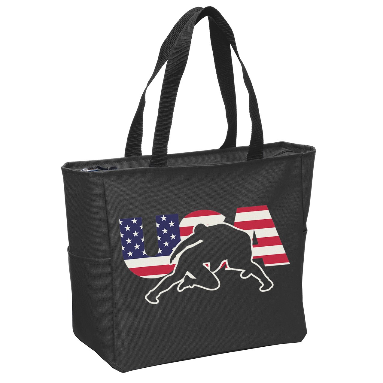 Retro USA Wrestling Apparel  American Gifts for US Wrestler  Zip Tote Bag