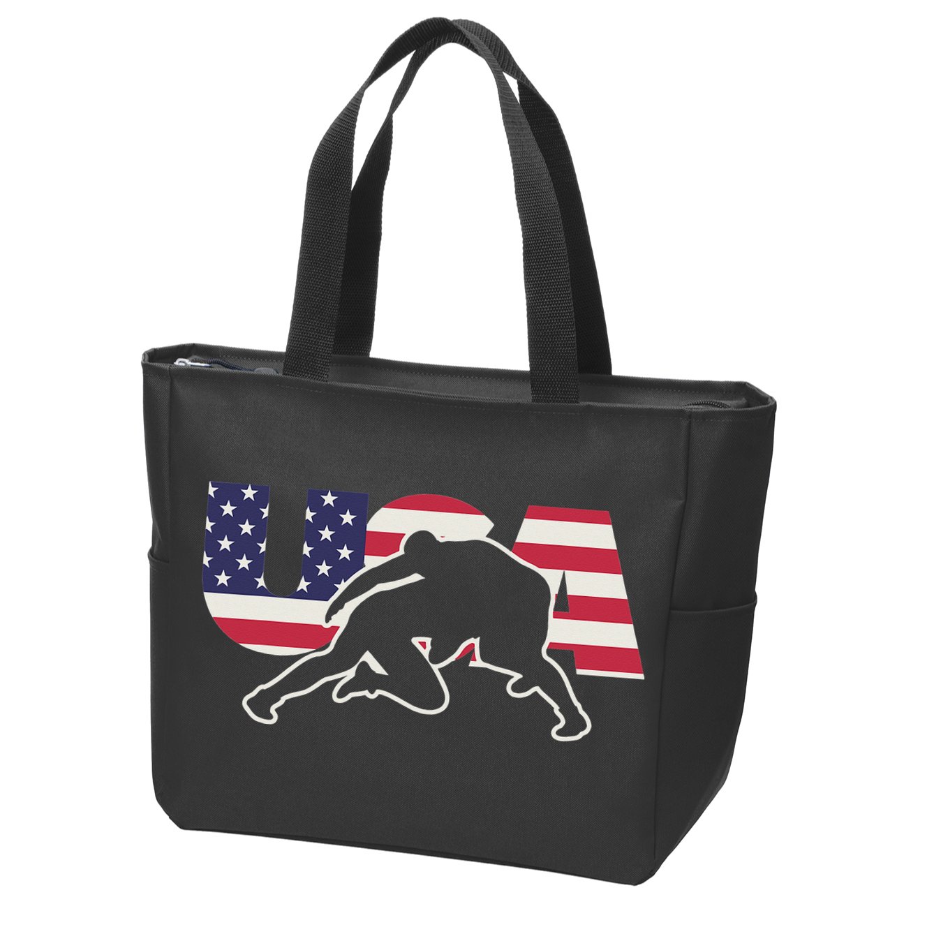 Retro USA Wrestling Apparel  American Gifts for US Wrestler  Zip Tote Bag