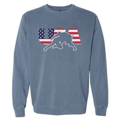 Retro USA Wrestling Apparel  American Gifts for US Wrestler  Garment-Dyed Sweatshirt