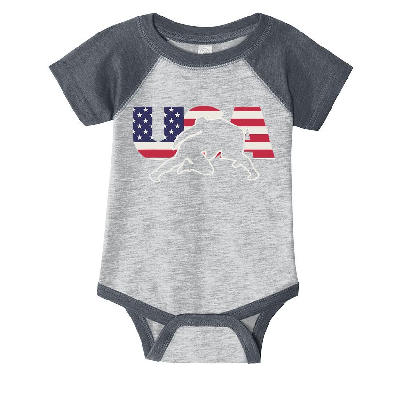 Retro USA Wrestling Apparel  American Gifts for US Wrestler  Infant Baby Jersey Bodysuit