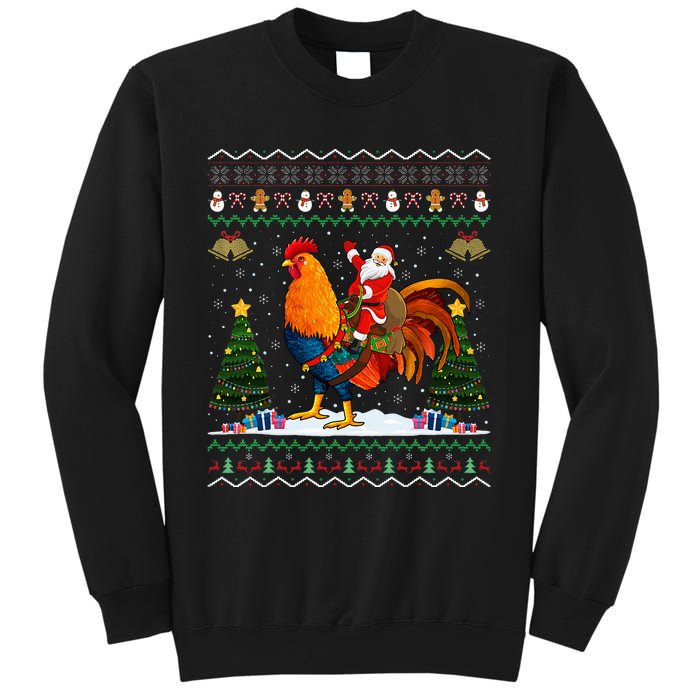 Rooster Ugly Xmas Gift Santa Riding Rooster Christmas Sweatshirt