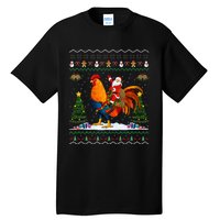 Rooster Ugly Xmas Gift Santa Riding Rooster Christmas Tall T-Shirt