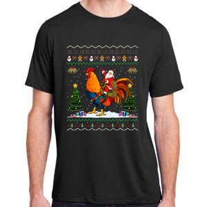 Rooster Ugly Xmas Gift Santa Riding Rooster Christmas Adult ChromaSoft Performance T-Shirt