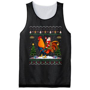 Rooster Ugly Xmas Gift Santa Riding Rooster Christmas Mesh Reversible Basketball Jersey Tank