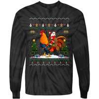 Rooster Ugly Xmas Gift Santa Riding Rooster Christmas Tie-Dye Long Sleeve Shirt