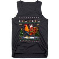 Rooster Ugly Xmas Gift Santa Riding Rooster Christmas Tank Top