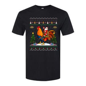 Rooster Ugly Xmas Gift Santa Riding Rooster Christmas Softstyle CVC T-Shirt