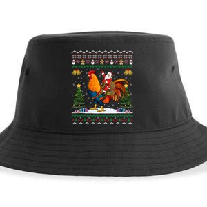 Rooster Ugly Xmas Gift Santa Riding Rooster Christmas Sustainable Bucket Hat