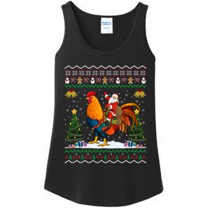 Rooster Ugly Xmas Gift Santa Riding Rooster Christmas Ladies Essential Tank