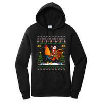 Rooster Ugly Xmas Gift Santa Riding Rooster Christmas Women's Pullover Hoodie